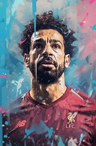 Mohamed Salah Poster | Blauw | Liverpool | Mo Salah Abstract | Voetbalposter | Wanddecoratie | Muurposter | 61x91cm | Geschikt om in te lijsten