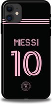 Messi Inter Miami hoesje iPhone 11 backcover softcase zwart roze