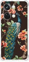 Étui pour smartphone OnePlus Nord 3 Étui de protection avec bord transparent Paon avec Fleurs