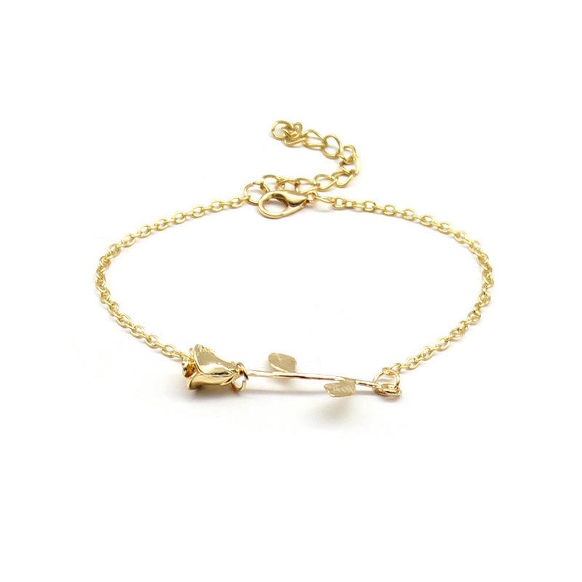 Lumici® | Roos Armband - Rose Bracelet - Cadeau Voor Vrouwen / Vriendin - Natuur - Flower - Bloem - Boom - Vriendschap Cadeau - Moeder - Moederdag Cadeau - Cadeau voor Vrouwen - Verrassing - Goud - Rosegoud - Zilver