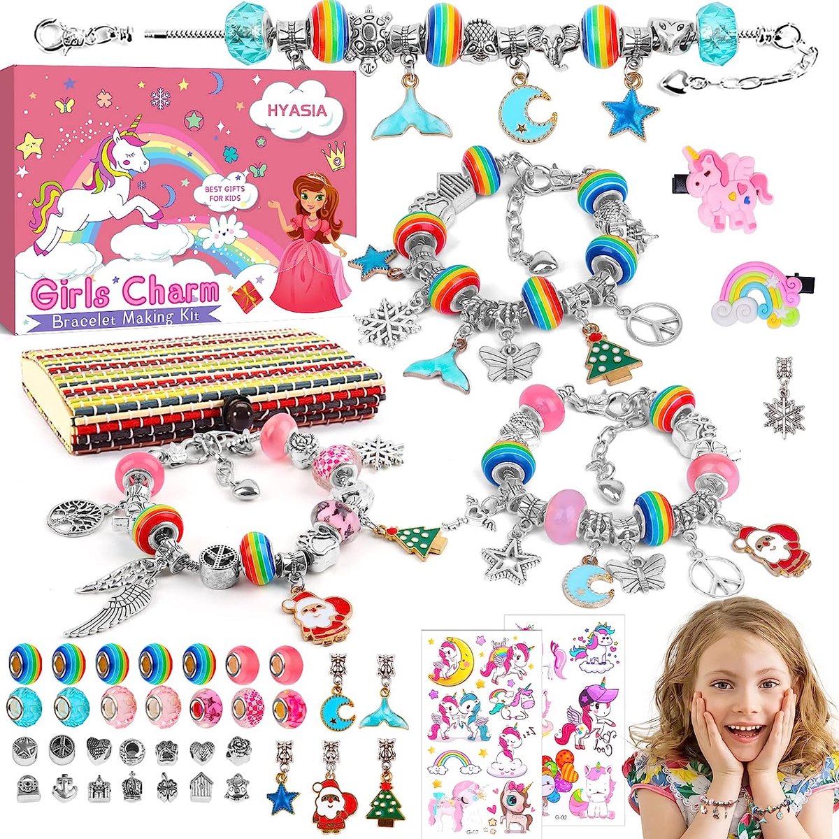 Cadeau Fille 5-13 Ans Enfant Jouet Bijoux DIY Charms Bracelet Kit