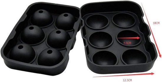 CHPN - Glaçons - Machine à glaçons - Moule à glaçons - Moule à glaçons - 6 Glaçons ronds - Passe au lave-vaisselle - Siliconen - Zwart - Glaçon cocktail