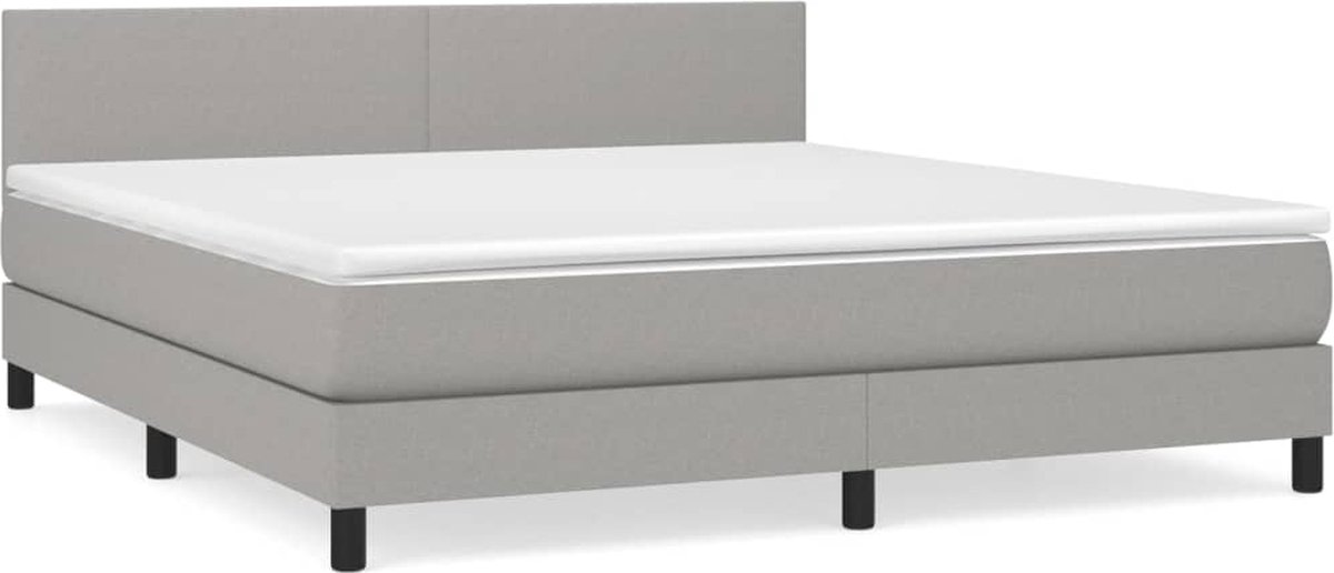 vidaXL - Boxspring - met - matras - stof - lichtgrijs - 180x200 - cm