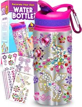 Gepersonaliseerde roze drinkfles voor kinderen met strass edelsteenstickers - Knutselset - BPA-vrij - 600ml - Creatief doe-het-zelf handwerk voor meisjes