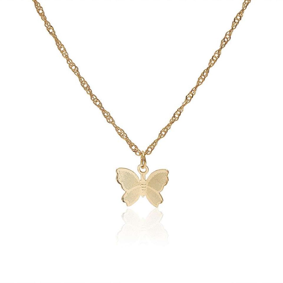 Lumici® | ButterFly Ketting - Vlinder Ketting - Insect - Zomer - Bloem - Lente - Fleurig - Nacht - Cadeau Voor Vrouwen - Moederdag Cadeau - Valentijn - Liefde - Verrassing - Goud & Zilver
