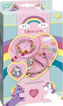 Totum Unicorn 2 armbandjes en ketting maken sieraden knutselset | knutselen speelgoed meisjes vanaf 5 jaar | 25-delig met metalen unicorn bedel