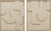 Ter Halle - Schilderij - 3D Art - Beige Abstracte Figuren - Tweeluik - 40x50cm