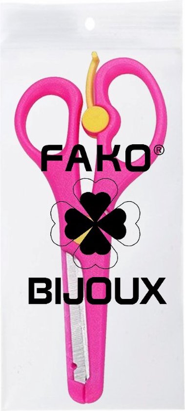Fako Bijoux® - Kinderschaar - Easy Open - Stainless Steel - Plastic Punt - 13.5cm - Roze - Fako Bijoux®