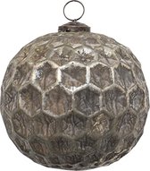 HAES DECO - Kerstbal Groot XL - Formaat Ø 15x15 cm - Kleur Bruin - Materiaal Glas - Kerstversiering, Kerstdecoratie, Decoratie Hanger, Kerstboomversiering