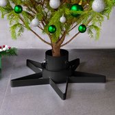The Living Store Christmas Tree Stand - Star Shape - 47 x 47 x 13.5 cm - Black Metal - For Real Trees - Max 2.1m - Water Reservoir - Easy Assembly