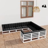 The Living Store Grenenhouten Loungeset - Hoekbank - Wit - 70x70x67 cm - Massief grenenhout