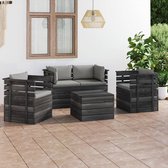 The Living Store Loungeset - Pallet - Grenenhout - 70x65x71.5 cm - Grijs