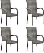 Chaise de salle à manger en Poly The Living Store - 55,5 x 53,5 x 95 cm - Grijs - Set de 4