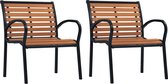 The Living Store Buitenstoel Tuinstoelenset - 56x60x80 cm - Staal met zwarte poedercoating en HKC - Zwart en Bruin