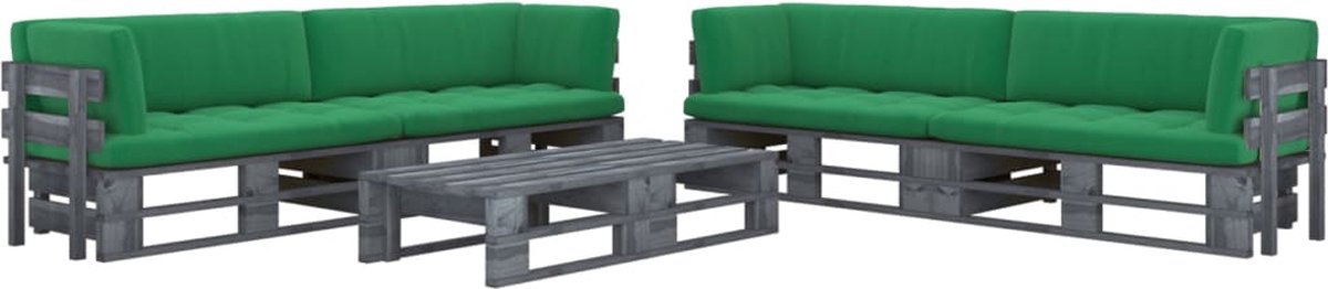 Grijze loungeset pallet met kussens - Tuin Lounge Set.
