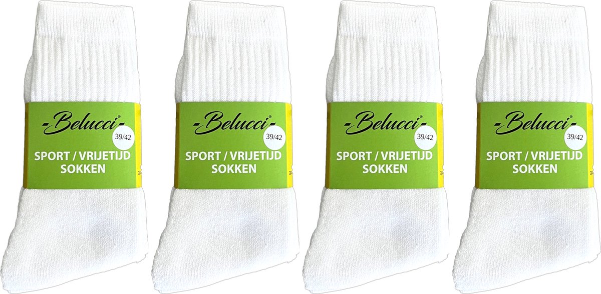 Belucci Sportsokken Tennissokken Vrijetijdsokken Mega Multipack 20 Paar Wit Maat 47/50