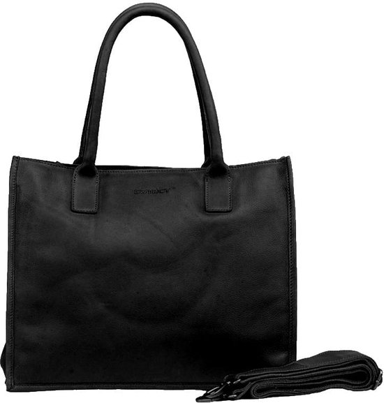 DSTRCT Sac pour ordinateur portable / Sac de travail / Porte-documents Femme - 15 pouces - Cuir - Preston Park - Zwart