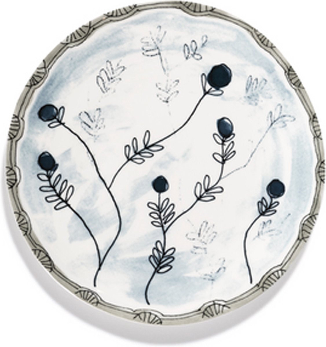 MARNI Midnightflowers - Bord M Mirtillo Tea 24 cm - 2 stuks
