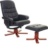 Relaxfauteuil MCW-E30, TV-fauteuil TV-fauteuil met kruk ~ kunstleer zwart