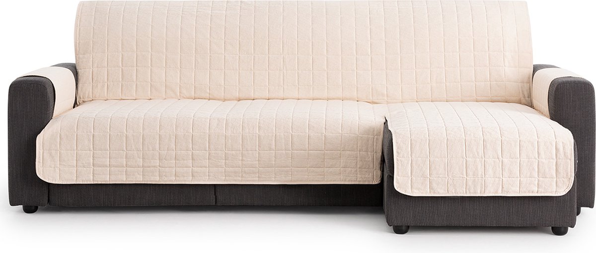 Belmarti® Hoekbank beschermhoes Pure - 200cm breed - Beige - Hoes voor een chaise longue bank met het relaxgedeelte rechts - van hoogwaardig katoen