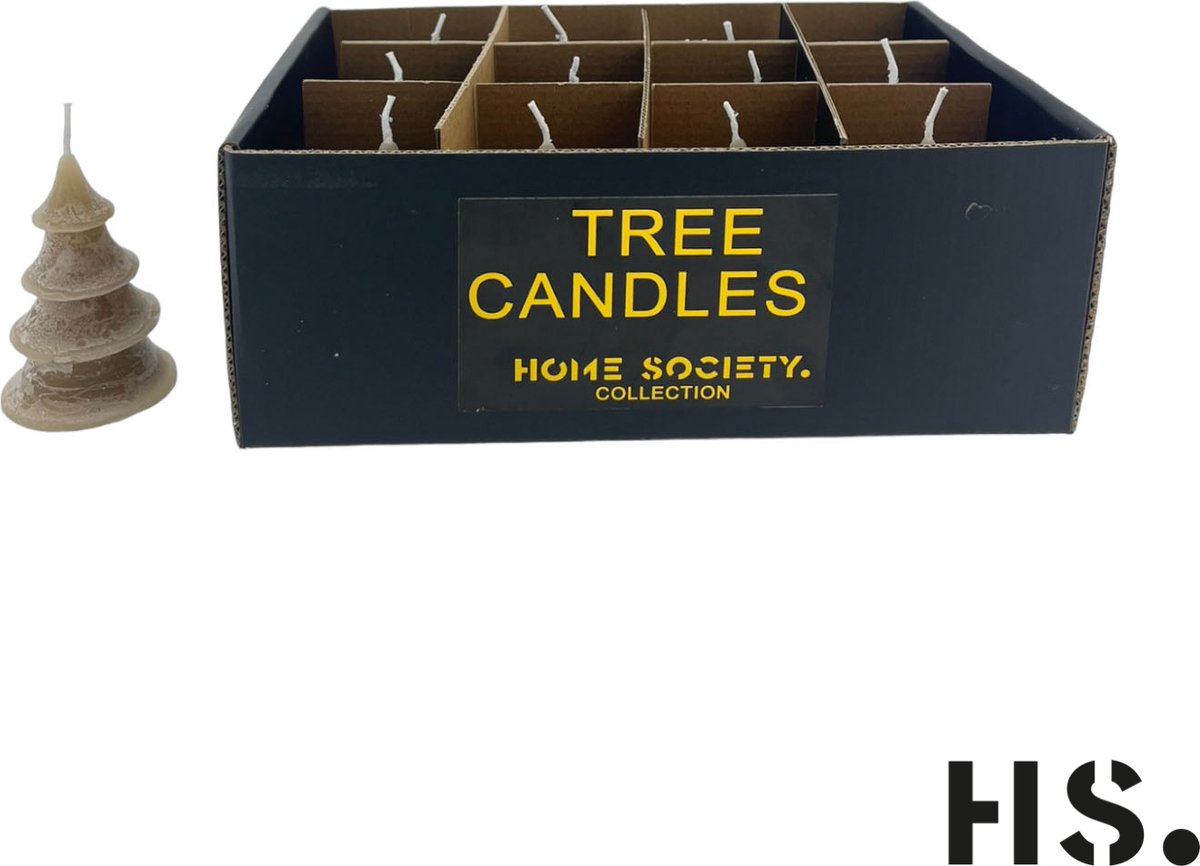Home Society kerstboomkaars Layer - Taupe - S - 10.5 x 6.5 x 6.5 cm doos 12 stuks