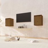 The Living Store Wandkast - Hangende - Massief Grenenhout - Honingbruin - 30x30x40cm - Set van 2