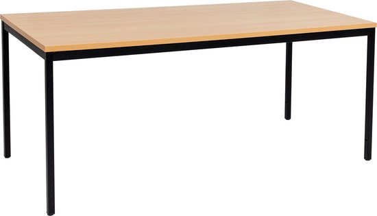 Furni24 Multifunctionele tafel 200 x 100 cm - bureau - werktafel - computertafel in zwart/ beuken decor