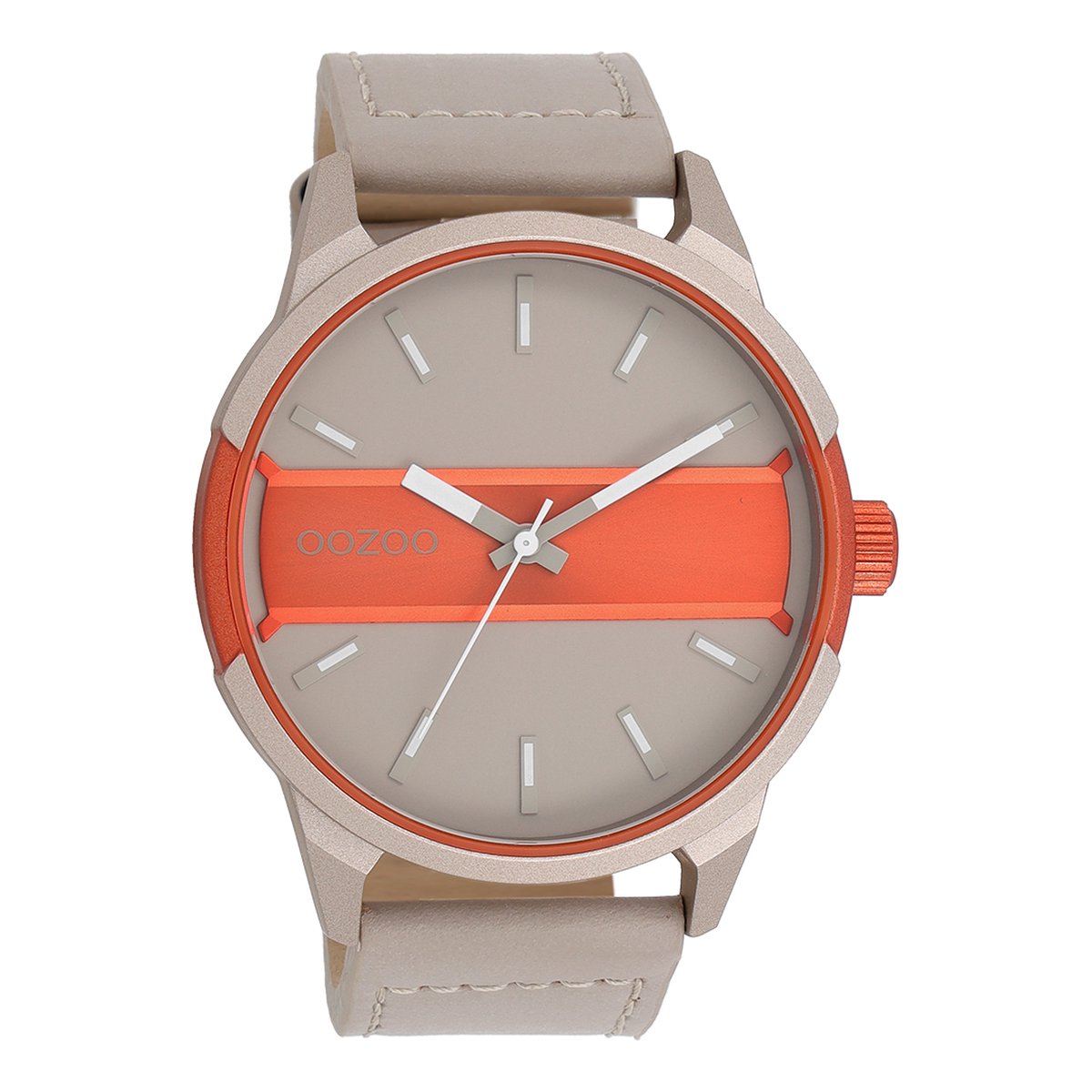 OOZOO Timepieces - Zand-fluo oranje OOZOO horloge met zand leren band - C11230