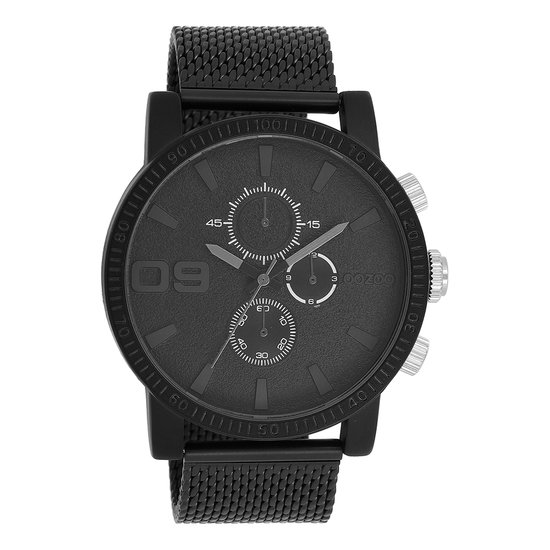 OOZOO Timepieces - Montre OOZOO noire avec bracelet en maille métallique noire - C11214