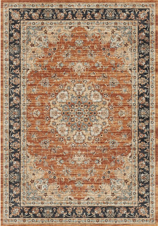 Carpet vloerkleed Novel - 160 x 230 cm - Terra - Vintage - Laagpolig