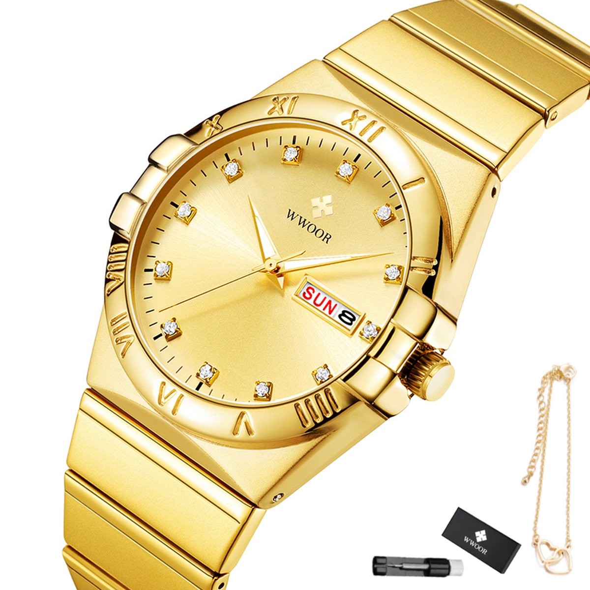 WWOOR - Horloge Dames - Cadeau voor Vrouw - 30 mm - Goud