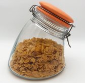 Voorraadpot 1200 ml | deksel keramiek oranje | koffieglas, muesliglas, snoepglas | luchtdicht door dikke beugelsluiting + siliconen ring