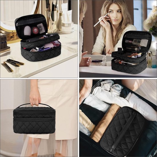 Trousse De Toilette Transparente Voyage - Double Couche, Imperméable - Pour Maquillage, Cosmétiques, Liquides