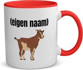 Akyol - geit met hoorn koffiemok - theemok - rood - Geit - geiten liefhebbers - mok met eigen naam - dieren liefhebber - leuk cadeau voor iemand die houdt van geiten - cadeau - kado - 350 ML inhoud