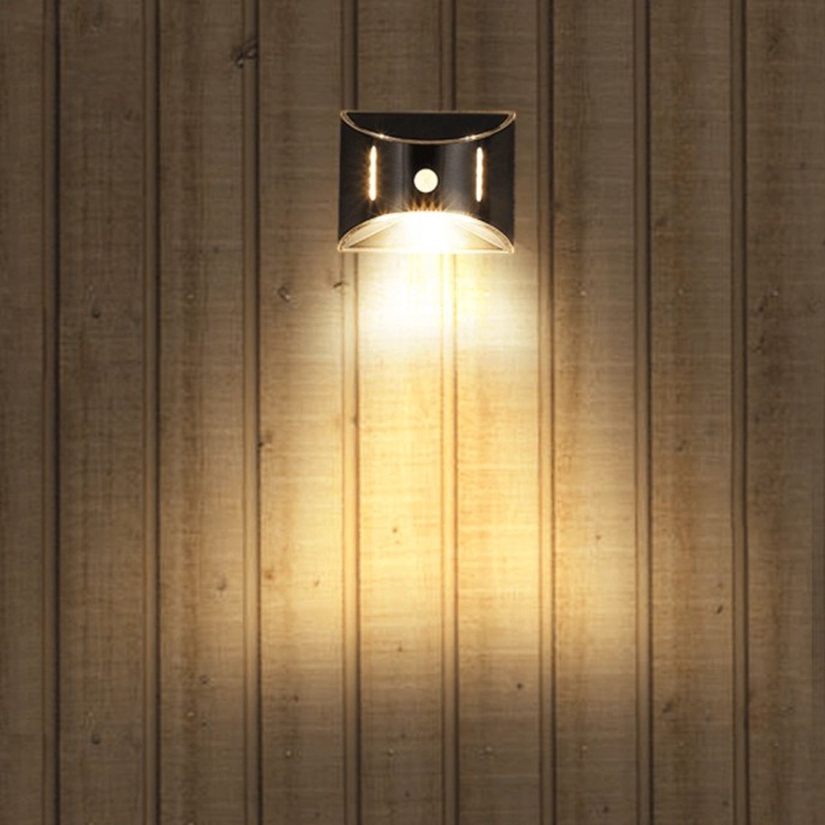 Solar wandlamp zwart 'Glare' - Down light - Buitenlamp met sensor - Tuinverlichting met sensor - Schijnwerper met bewegingssensor - Wandlamp op zonne-energie - Zwart