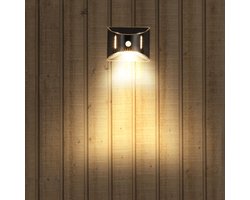 RexTech Solar wandlamp zwart 'Glare' - Down light - Buitenlamp met sensor - Tuinverlichting met sensor - Schijnwerper met bewegingssensor - Wandlamp op zonne-energie