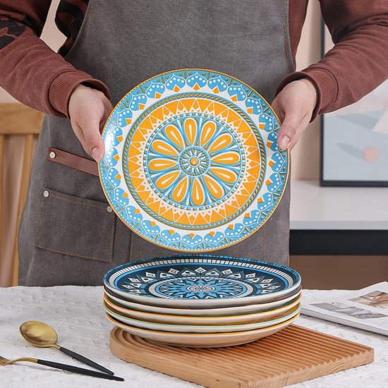 Dinerborden keramische borden set - 25,5 cm grote porseleinen ronde borden  sets van 6... | bol.com
