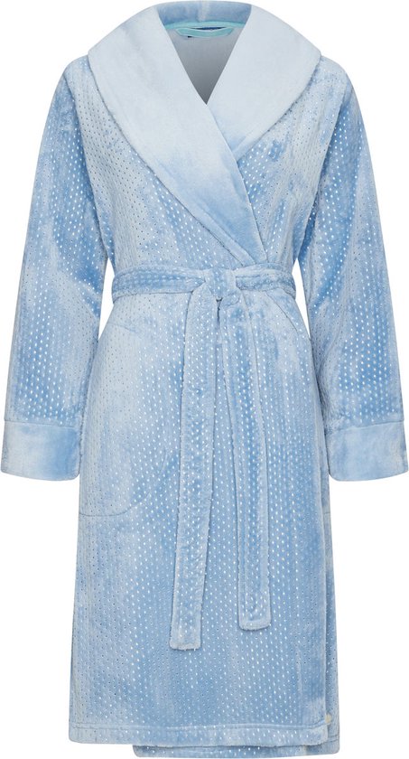 Warme zachte fleece overslag badjas met ceintuur 'tiny dots'
