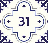 Huisnummerbord nummer 31 | Huisnummer 31 |Delfts blauw huisnummerbordje Plexiglas | Luxe huisnummerbord