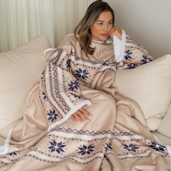 Snuggie - Couverture à manches - Snuggle - Blanket à Snug Rug douillet - Polaire - Sherpa - TV - Femmes et hommes - Imprimé - Adultes - 180 x 130 cm