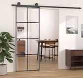 The Living Store Schuifdeur Zwart - 76 x 205 cm - Stabiel aluminium frame - Transparant glas - Veilig en stil