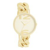 OOZOO Timepieces - Goudkleurige OOZOO horloge met goudkleurige grove schakelarmband - C11263
