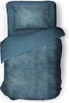 Eleganzzz Dekbedovertrek Flanel Fleece - Steel Blue - Dekbedovertrek 140x200/220cm - 100% flanel fleece - Eenpersoons dekbedovertrekken