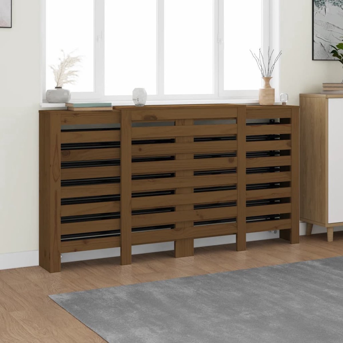 Couvercle de radiateur - HOMCOM - grille à lattes horizontales - avec tiroir - en bois - 78 x 19 x 95,5 cm - chêne - Bricolage