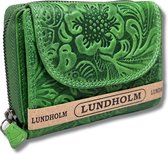 Lundholm portefeuille femme wrap vert motif floral - Portefeuille en cuir dames de qualité supérieure - cadeaux pour femmes portefeuille portefeuille dames | Design scandinave - Série Eikefjord | Safe RFID - Vert