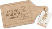 Houten Snijplank - Wil jij mijn Peter worden? - Uniek - Peter vragen - Zwangerschap (28x12cm)