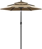 The Living Store parasol - 3-laags - 200 x 228 cm - UV-beschermend en anti-vervagend - Taupe
