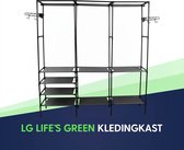 LG Life's Green Opvouwbare Kleerkast – Kledingrek met 8 Legplanken en Ophangstang – Met 4 ophanghaken – Stoffen Kledingkast – 160x36x170CM – Wit