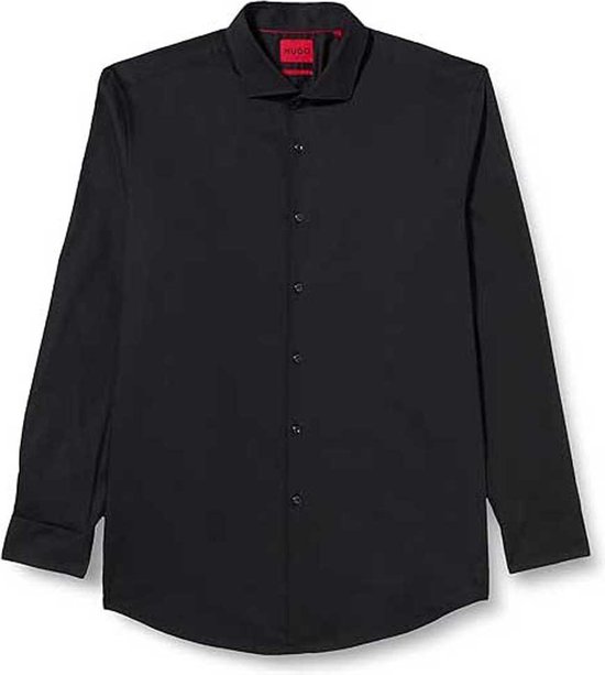 HUGO Kason slim fit overhemd - twill - zwart - Strijkvriendelijk - Boordmaat: 42