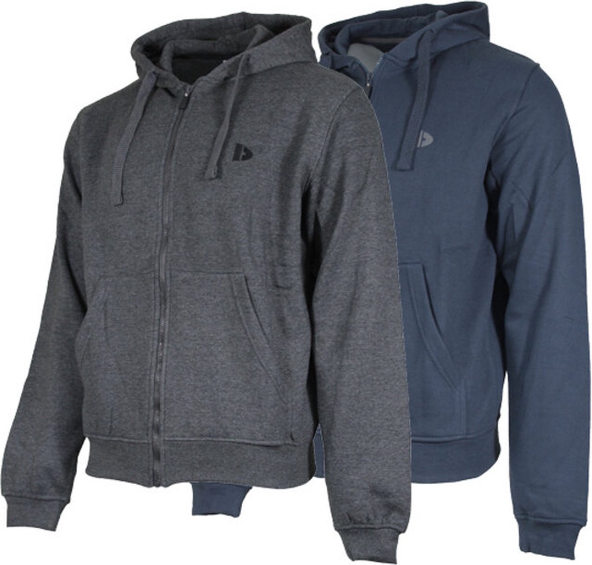 2-Pack Donnay - Sweatvest met capuchon (Bruce) - Sportvest - Heren - Charcoal marl/Navy (1397) - maat M